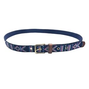 J. Crew | Women | Skinny Woven Aztec Print Leather Accent Belt | Size XS